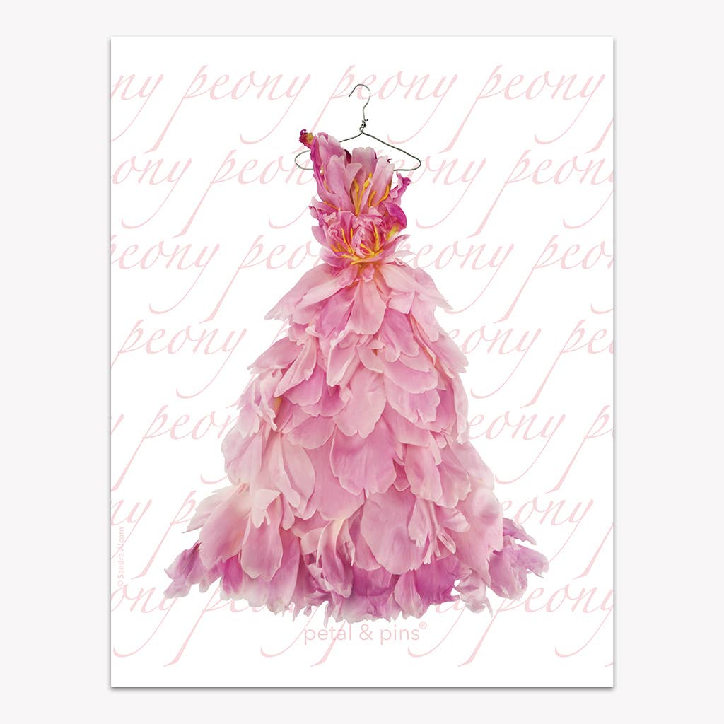 Pink peony floral linen tea towel by Petal & Pins, featuring a delicate, natural fabric design perfect for kitchen decor.