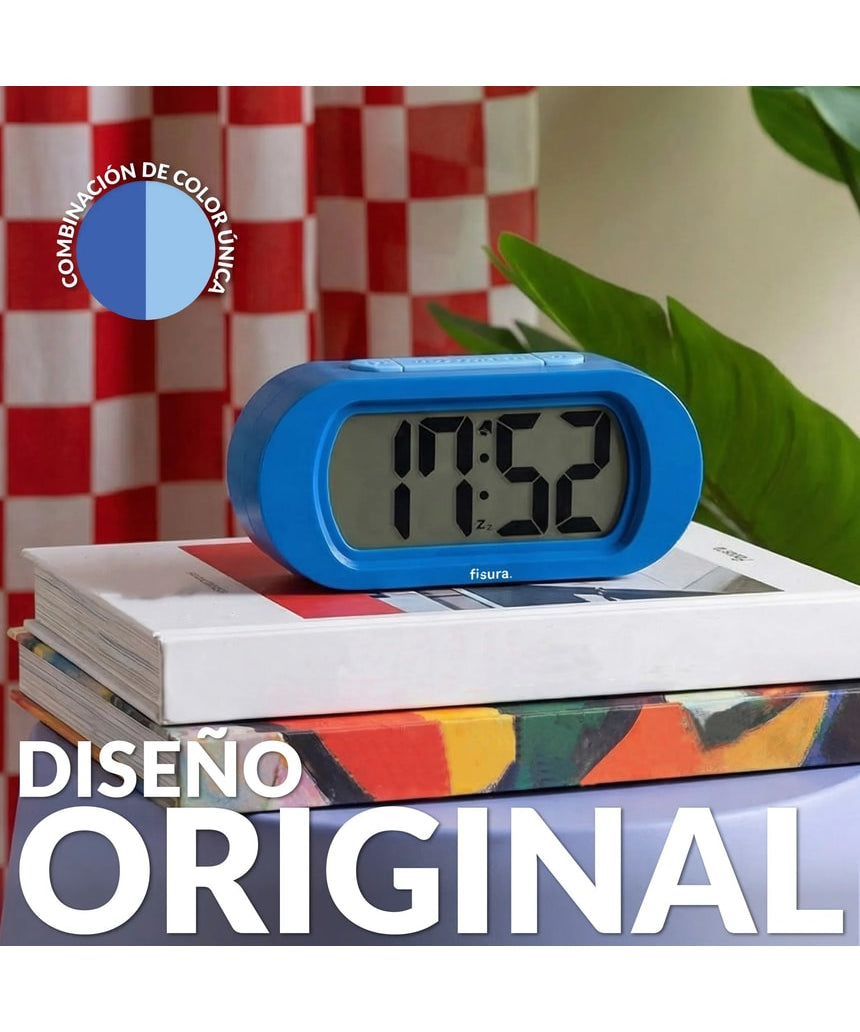 Blue Fisura Gummy Alarm Clock with a playful, gummy bear design, displaying the clock face with hour and minute hands.