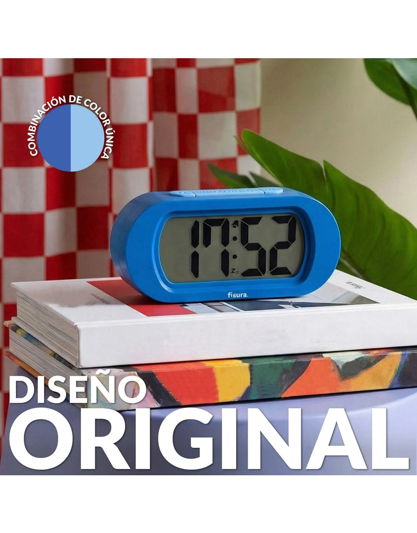 Blue Fisura Gummy Alarm Clock with a playful, gummy bear design, displaying the clock face with hour and minute hands.