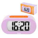 Lilac Fisura Gummy Alarm Clock with cartoon-like design and digital display, perfect for bedroom decor.