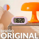 Lilac Fisura Gummy Alarm Clock with playful, rounded design and digital display, perfect for a fun bedroom decor.