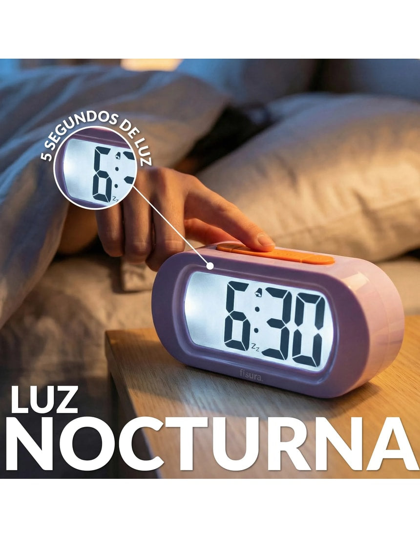 Lilac Fisura Gummy Alarm Clock with playful gummy bear design and digital display, perfect for bedside use.