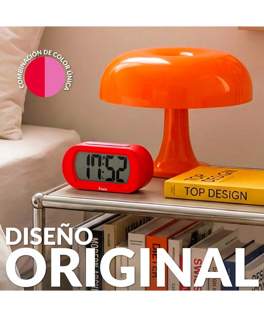 Red Fisura Gummy Alarm Clock with playful gummy design and digital display, perfect for bedside or desk use.