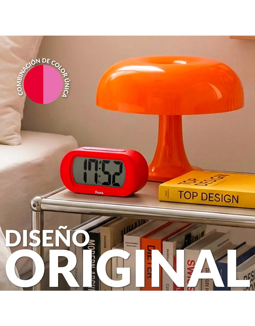 Red Fisura Gummy Alarm Clock with playful gummy design and digital display, perfect for bedside or desk use.