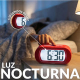 Red Fisura Gummy Alarm Clock with playful gummy bear design and digital display, compact and colorful bedside clock.