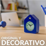 Blue Fisura Little House alarm clock with a charming house design, featuring clock face and decorative details.