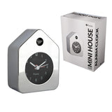 Chrome Fisura Little House Alarm Clock with rounded design and clock face, showcasing a charming miniature house style.