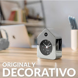Chrome Fisura Little House Alarm Clock with rounded house shape and classic clock face showing black numbers.