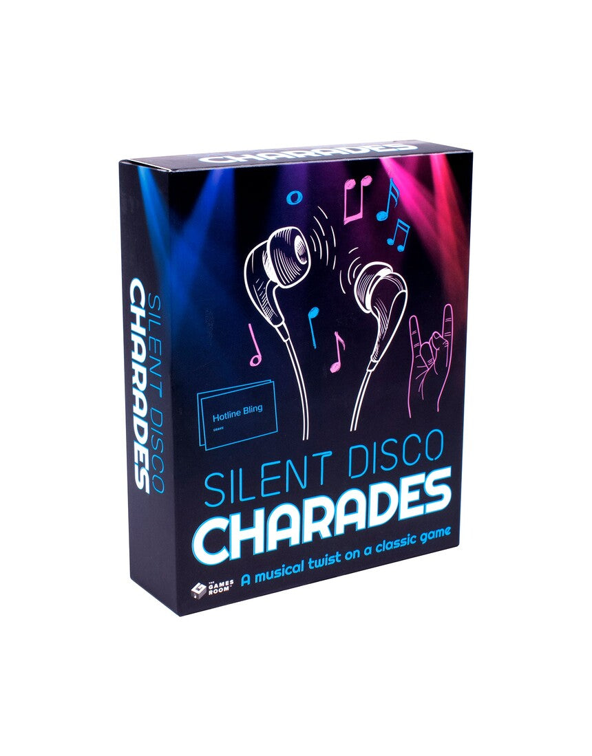 Fizz Creations Silent Disco Charades Game, a fun party game with colorful cards and headphones for silent acting and guessing.