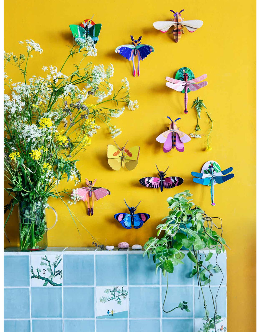 Studio Roof wall decor featuring a honey bee flying insect illustration for nature-inspired wall art decor.