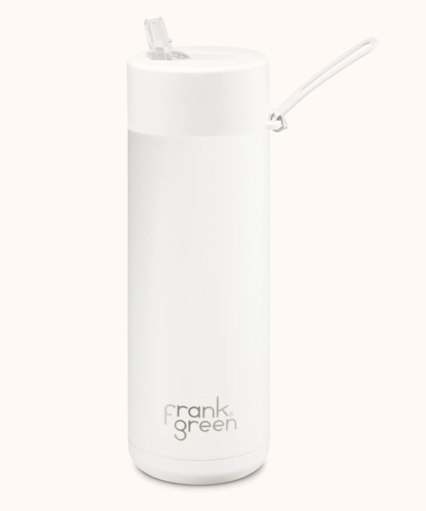 Frank Green Cloud 595ml bottle, sleek drinkwear with a modern design, featuring a secure lid and durable construction.