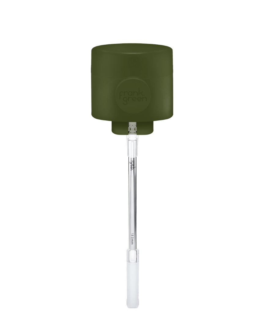 Frank Green drinkwear switch lid with straw and strap in blush color, featuring a sleek design and secure strap for easy carrying.