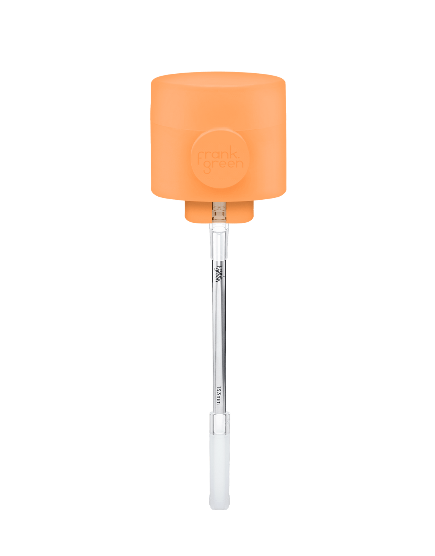 Frank Green drinkwear switch lid with straw and strap, blush color, designed for reusable bottles and easy hydration.