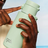 Frank Green drinkwear with switch lid, straw, and strap in blush color, featuring a sleek design for daily hydration.