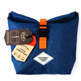 Gentlemen's Hardware roll top lunch bag with adjustable strap and insulated interior for keeping food fresh.