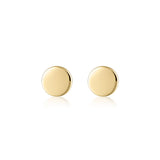Gold disc stud earrings by Linda Tahija, featuring minimalist round stud design, perfect for everyday wear.