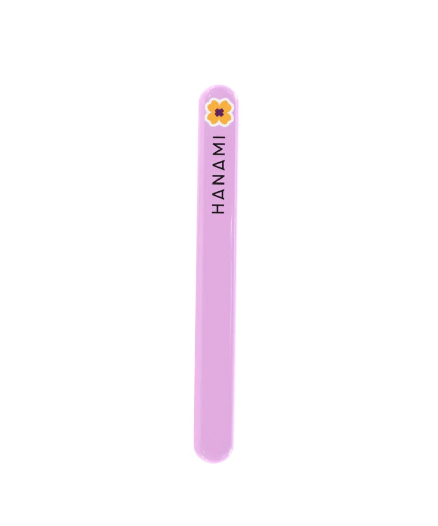 Hanami Nano Glass Nail File and Buffer showing a sleek, clear glass nail file with ergonomic design for smooth nail shaping and polishing.