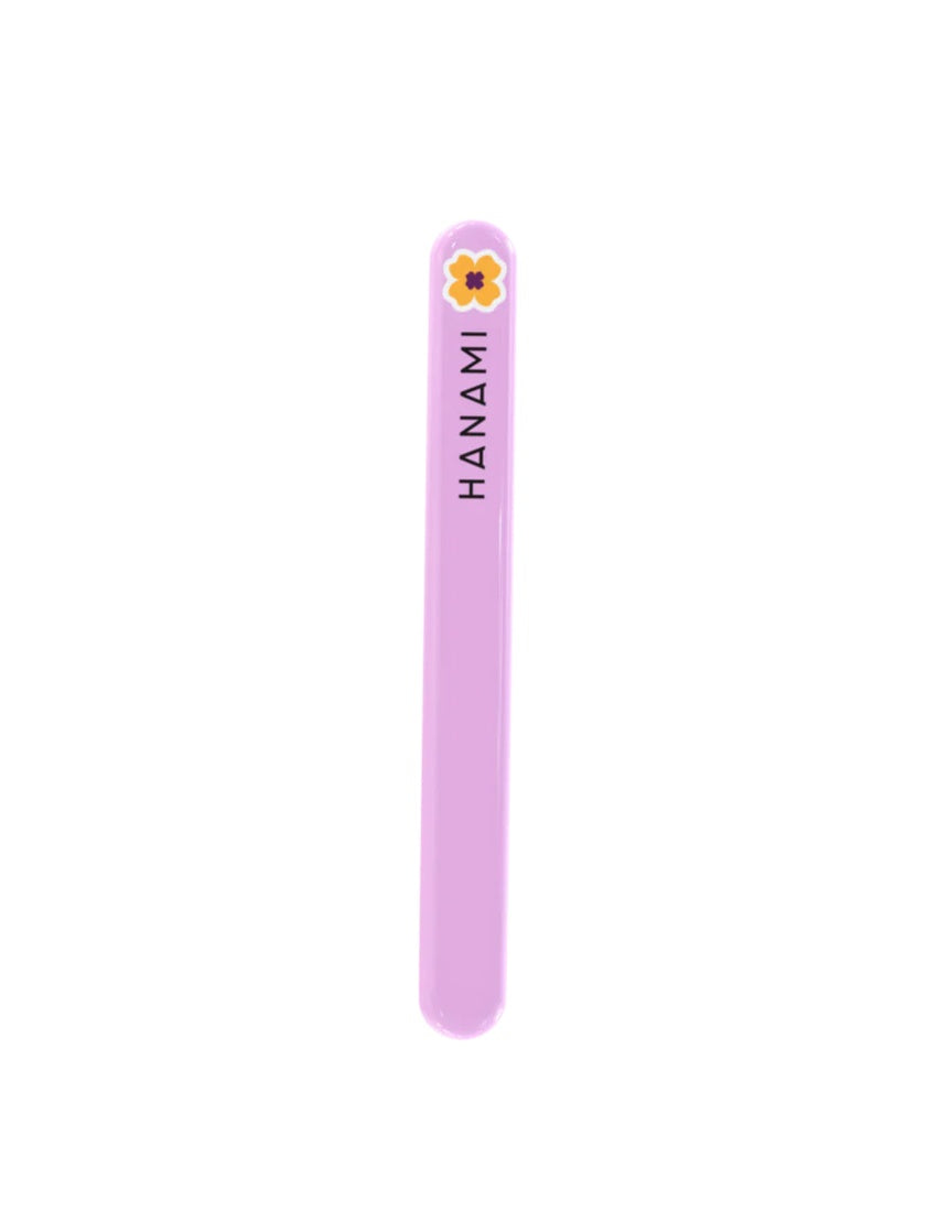 Hanami Nano Glass Nail File and Buffer showing a sleek, clear glass nail file with ergonomic design for smooth nail shaping and polishing.