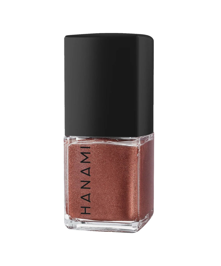 Hanami Rosewood nail polish bottle from Hanami Cosmetics, showcasing deep, rich wood-toned nail color in a sleek bottle.