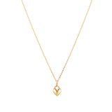 Linda Tahija Amore charm necklace featuring a gold vermeil heart pendant on a delicate chain.