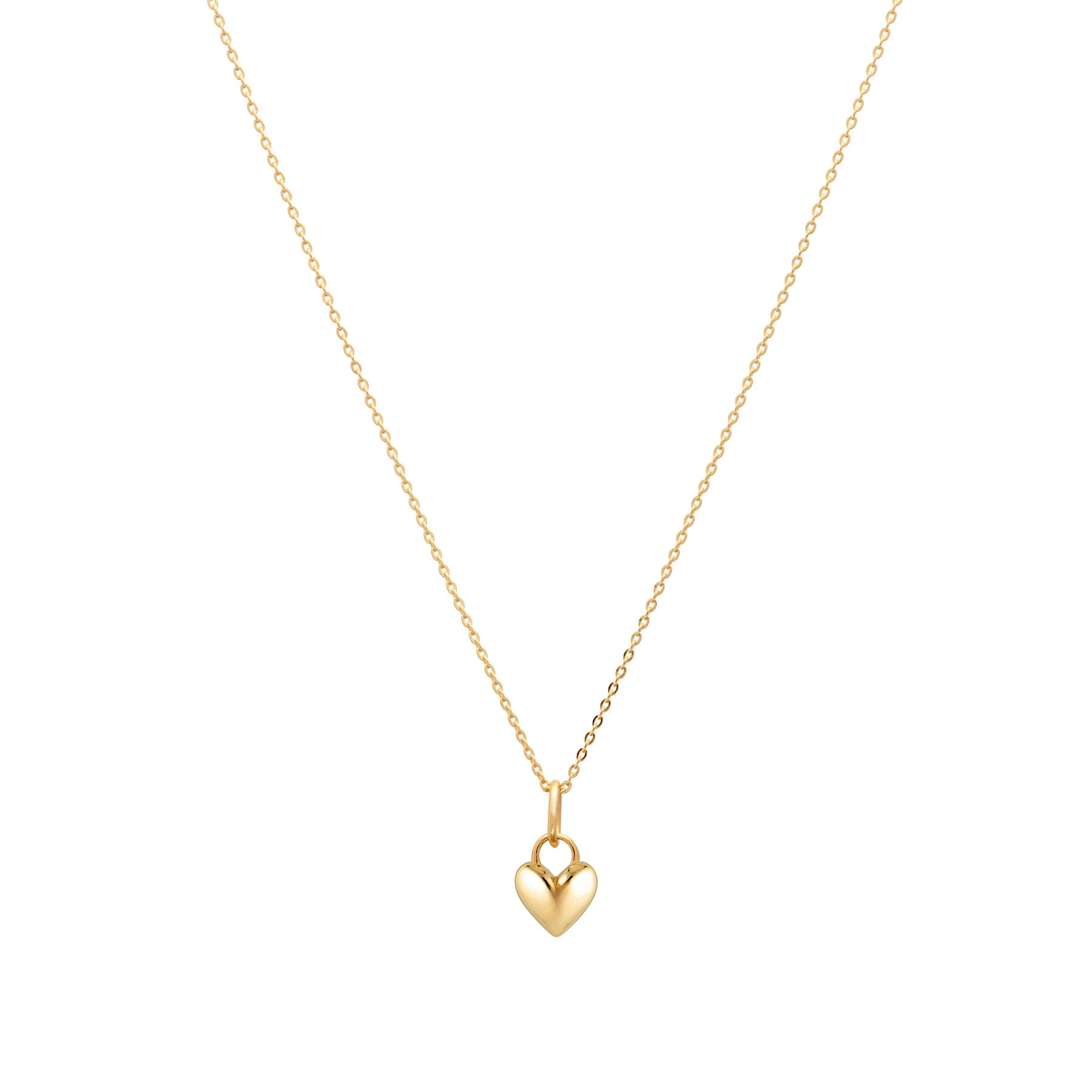 Linda Tahija Amore charm necklace featuring a gold vermeil heart pendant on a delicate chain.