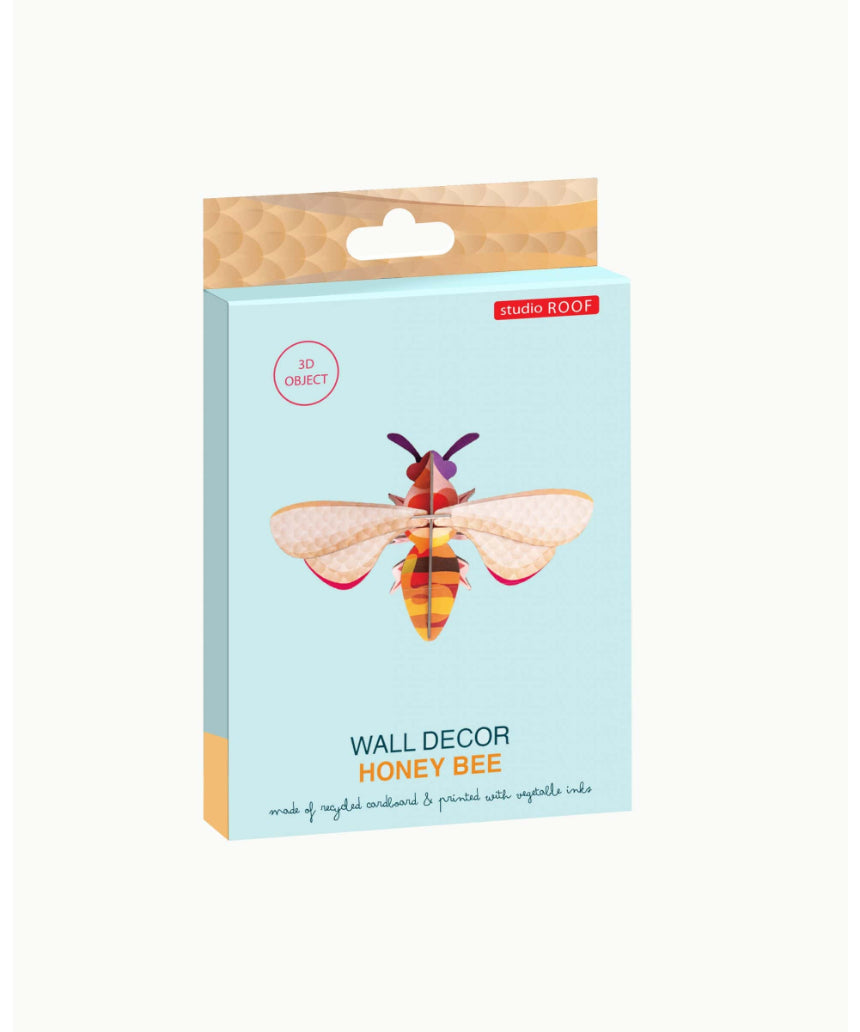 Studio Roof honey bee wall art decor featuring a detailed honey bee illustration on a neutral background.