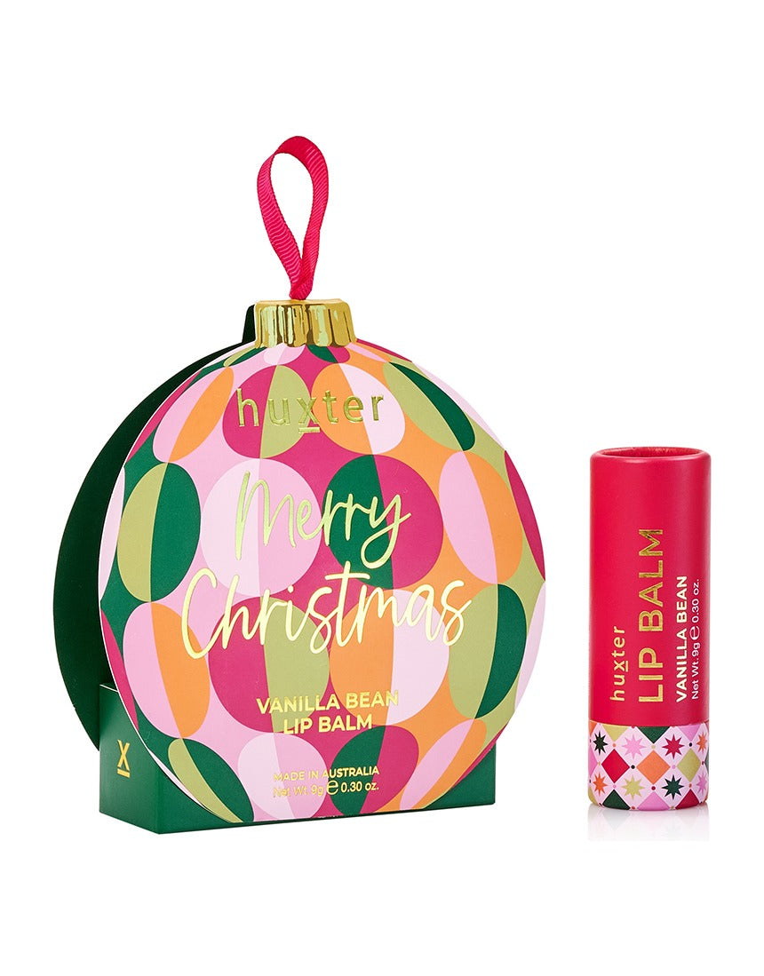 Huxter Adorned Christmas Hanging Lip Balm in green, featuring festive holiday design, perfect for gift or seasonal use.