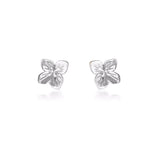 Linda Tahija hydrangea stud earrings in sterling silver featuring delicate floral design.
