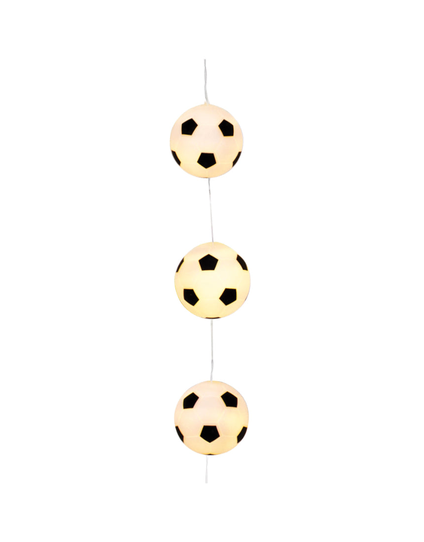 isAlbi Illuminate String Lights Soccer featuring glowing soccer ball-shaped bulbs on a flexible string light for outdoor decor