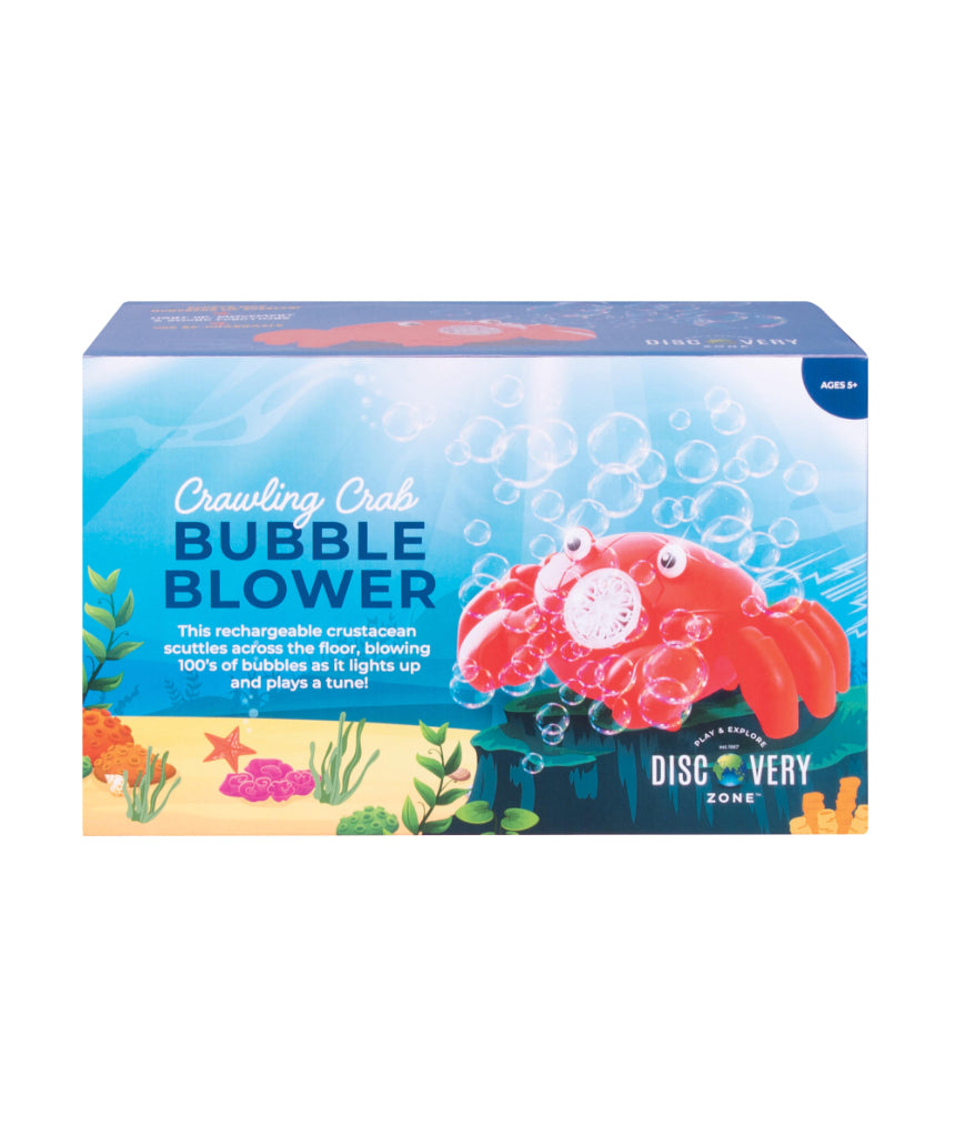 Colorful Crawling Crab Bubble Blower toy by isAlbi, showing a playful crab design with bubbles emerging from its mouth.