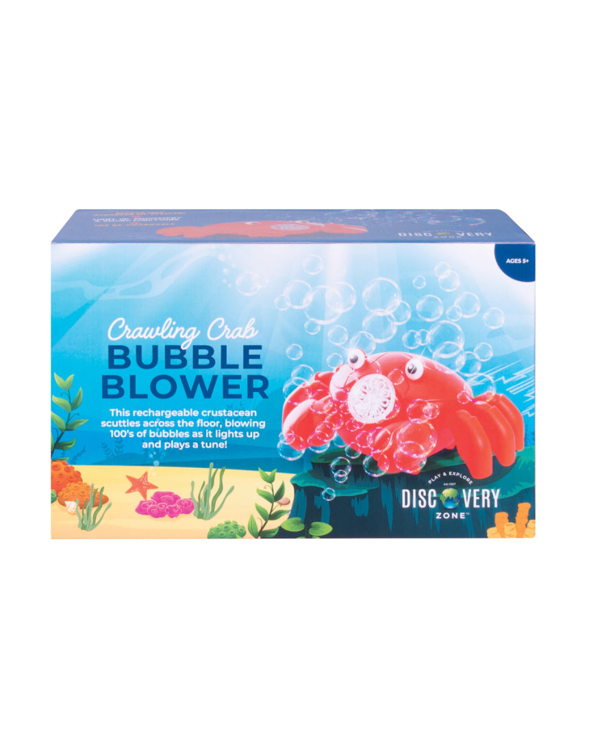 Colorful Crawling Crab Bubble Blower toy by isAlbi, showing a playful crab design with bubbles emerging from its mouth.