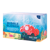 Colorful crawling crab bubble blower toy by isAlbi with vibrant design, creating bubbles for kids' outdoor fun.