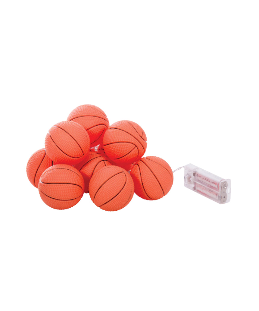 isAlbi Illuminate basketball-themed string lights with glowing basketball-shaped bulbs on a decorative string.