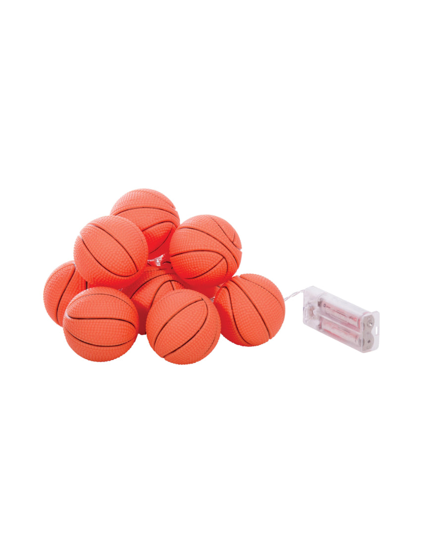 isAlbi Illuminate basketball-themed string lights with glowing basketball-shaped bulbs on a decorative string.