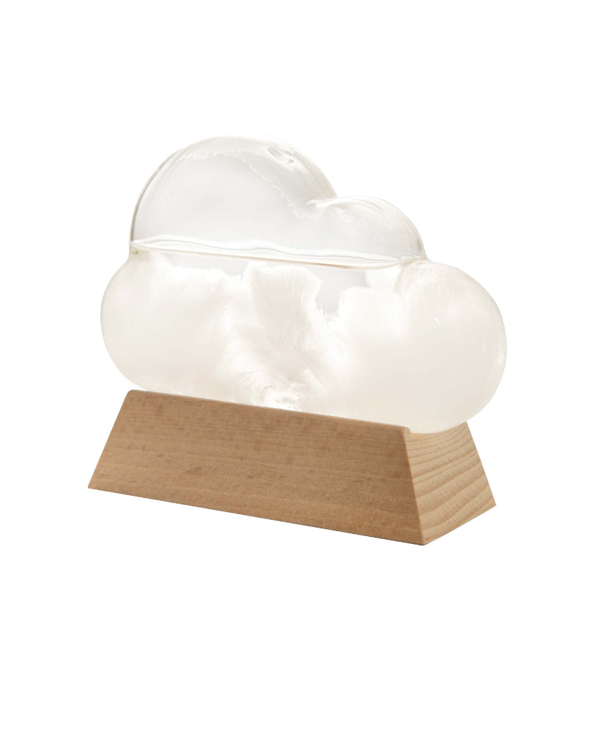 isAlbi Cloud Weather Station homeware device displaying weather forecast on screen with digital icons and outdoor sensor attachments.