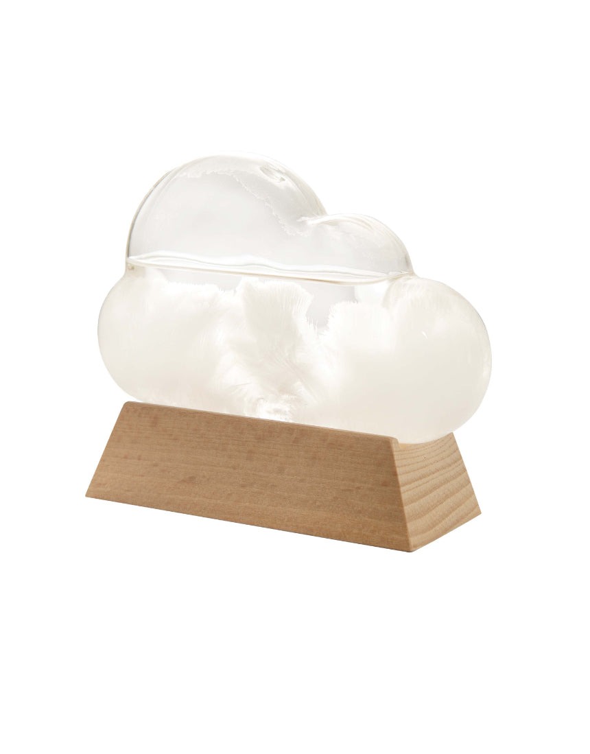 isAlbi Cloud Weather Station homeware device displaying weather forecast on screen with digital icons and outdoor sensor attachments.