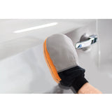 isAlbi 3-in-1 car cleaning glove with soft microfiber and scrubbing side for effective vehicle detailing and cleaning.