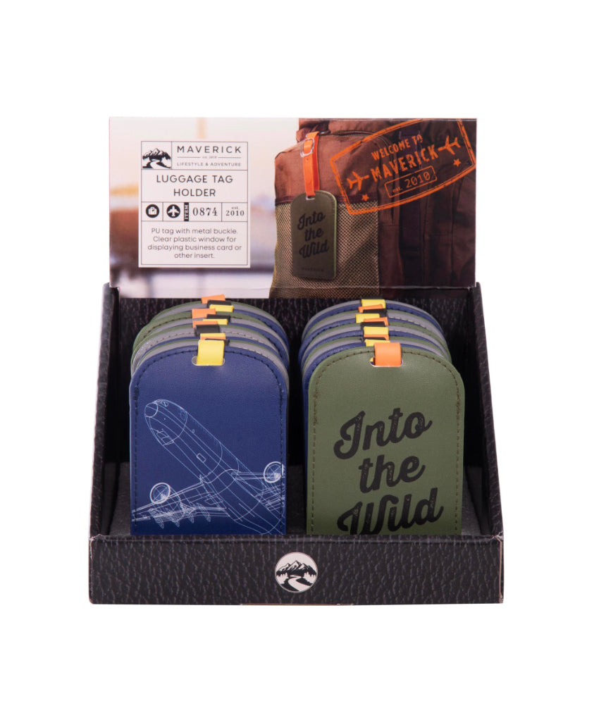 assorted isAlbi luggage tag with colorful strap and clear window for ID, ideal for travel luggage and bags