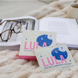 Lula self-warming eye mask in rose color, shown with five masks in soft fabric for relaxing eye comfort and warmth.