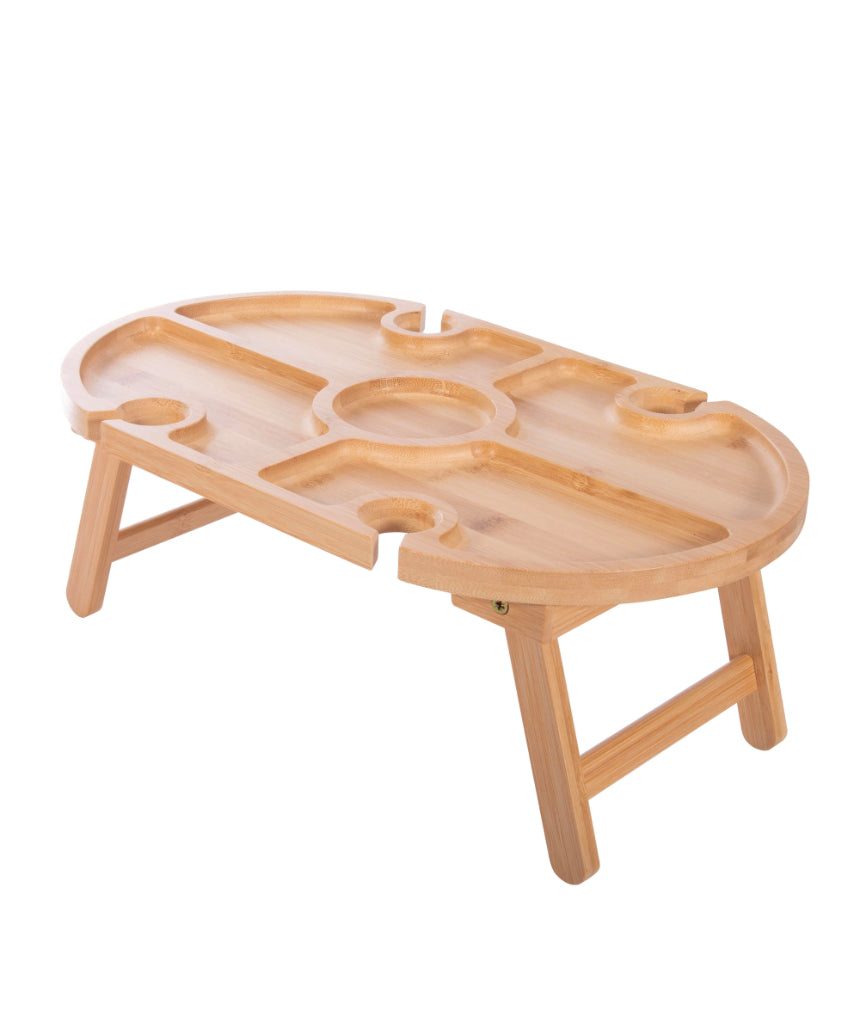 isAlbi mini picnic table with two attached benches, ideal for outdoor dining and small gatherings, made of durable wood.