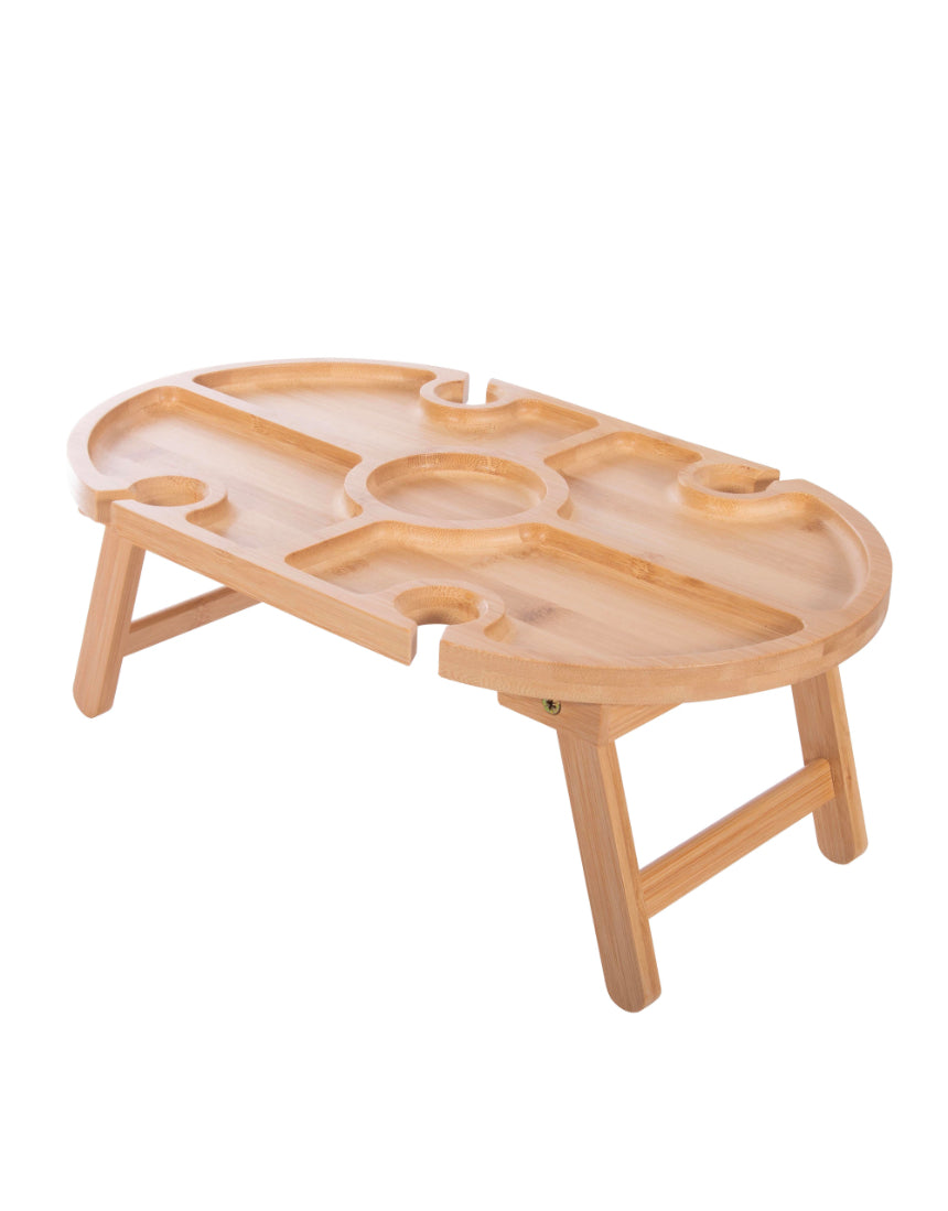 isAlbi mini picnic table with two attached benches, ideal for outdoor dining and small gatherings, made of durable wood.