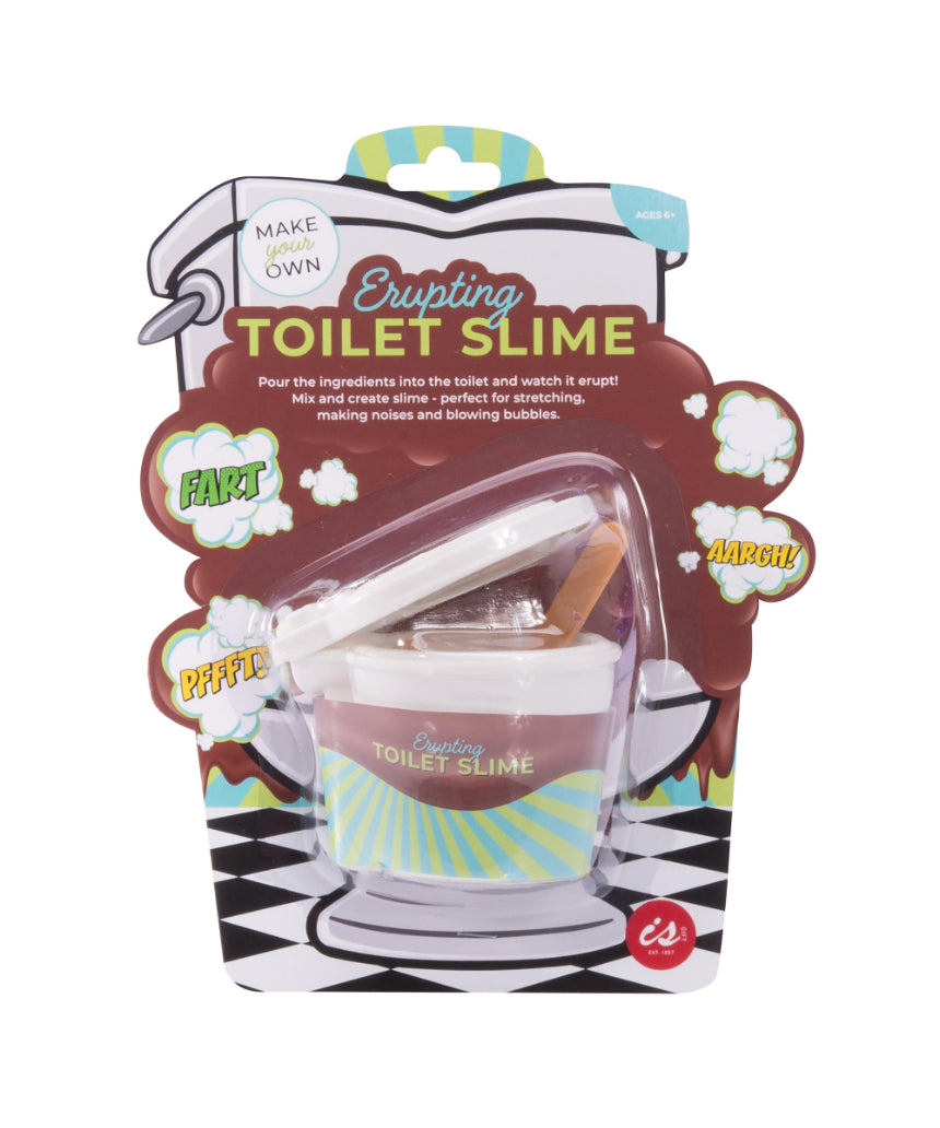 Kids' erupting toilet slime toy by isAlbi, colorful slime with a pretend toilet for fun, messy play and sensory experience.