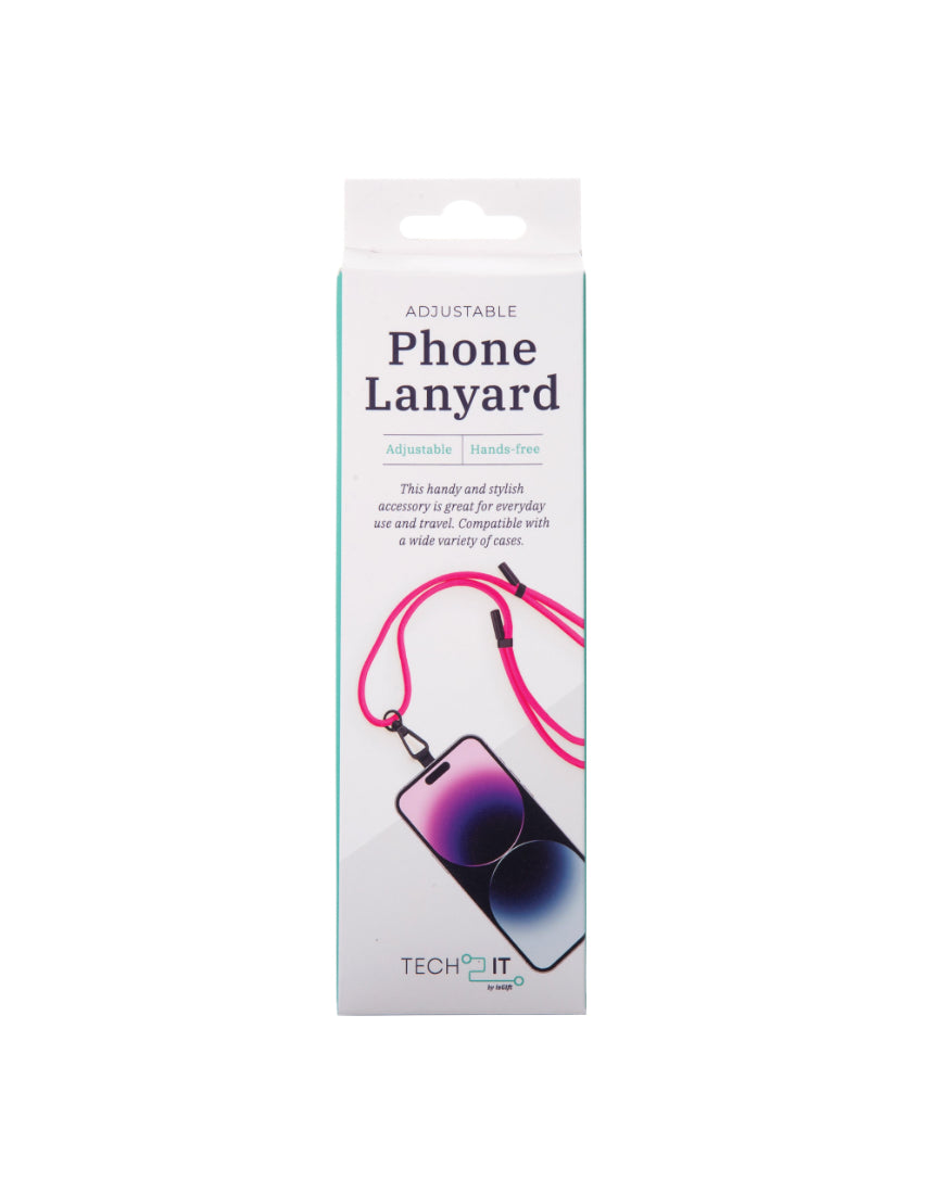 Adjustable isAlbi phone lanyard in assorted colors with clip and strap for secure, hands-free carrying of smartphones.