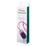 Adjustable isAlbi phone lanyard in assorted colors with clip and strap for hands-free phone carrying.