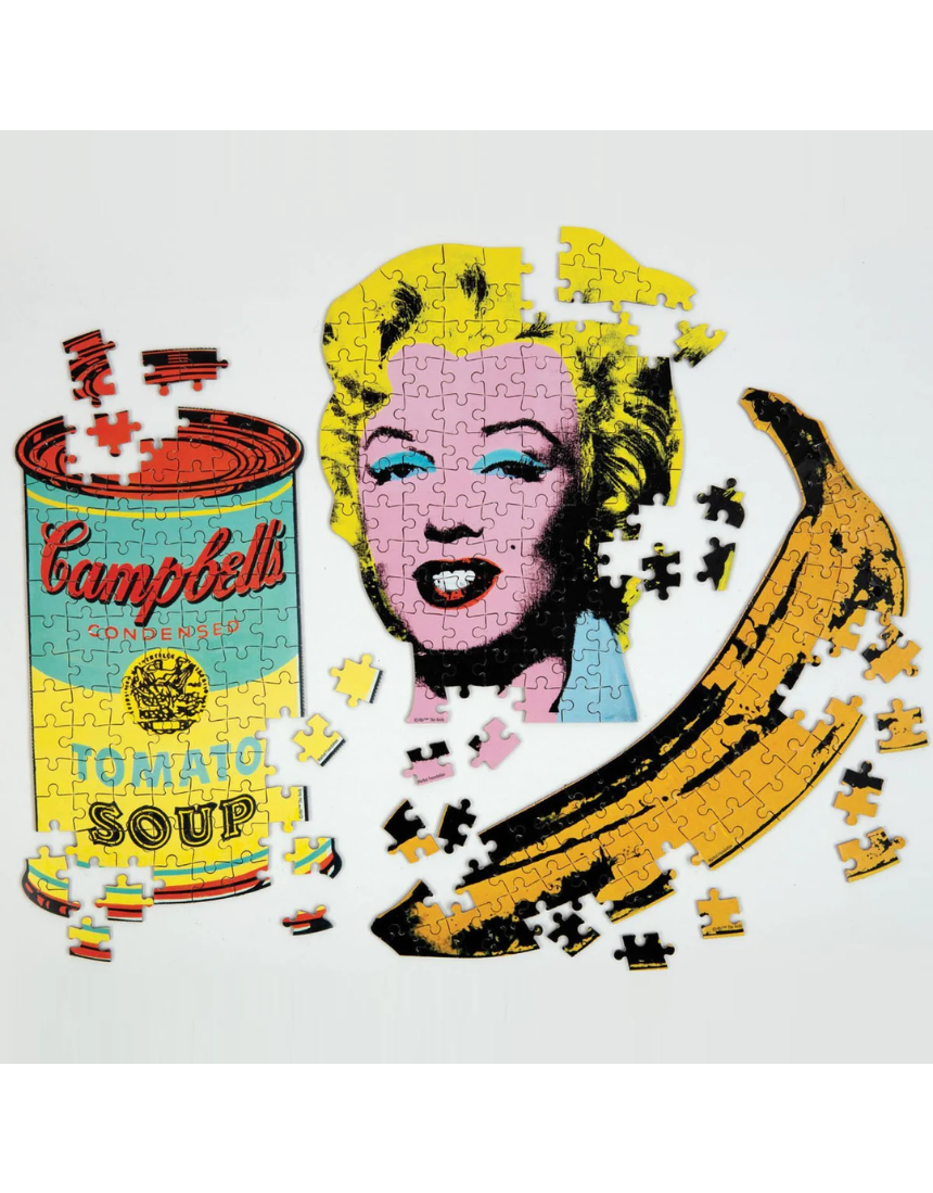 Colorful Andy Warhol Mini Banana Puzzle by Isgift, featuring vibrant pop art design and small, collectible puzzle pieces.