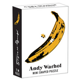Mini banana puzzle featuring Andy Warhol artwork, by IS Gift, with colorful, abstract design on a small, collectible puzzle piece.