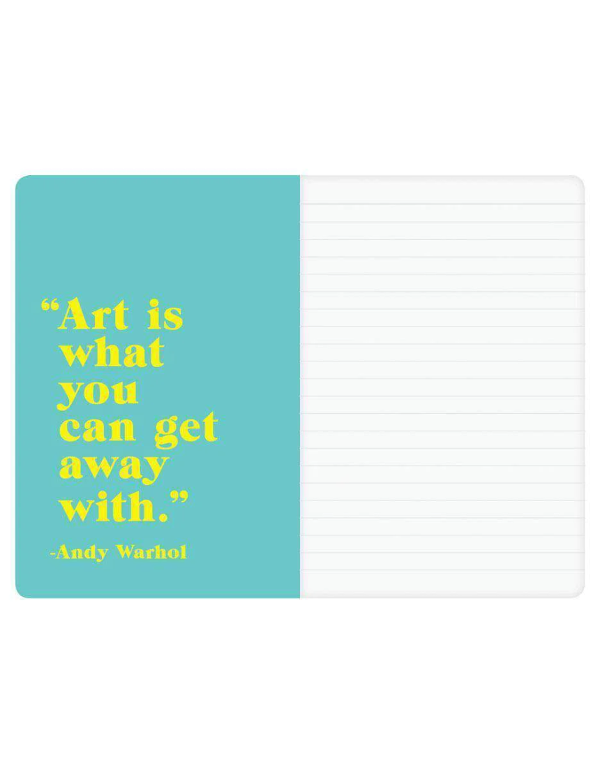 Isgift Andy Warhol mini notebook set featuring colorful pop art covers and compact design for note-taking or creative sketches.