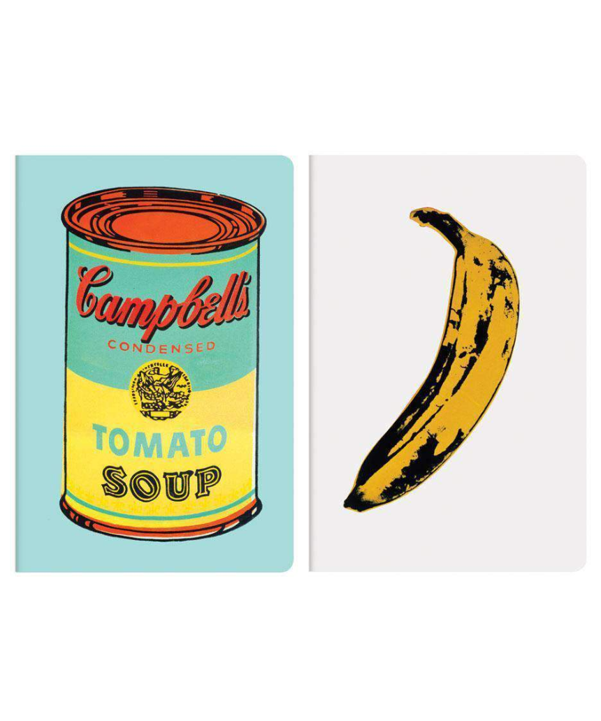Set of Andy Warhol mini notebooks by Isgift featuring colorful pop art covers, perfect for note-taking and creative writing.