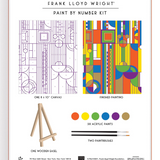 Frank Lloyd Wright cactus and abstract form paint by number kit from IS Gift, featuring colorful artwork and painting supplies.