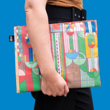 Set of three Frank Lloyd Wright zip pockets by IS Gift, featuring artistic patterns and durable fabric for everyday use.